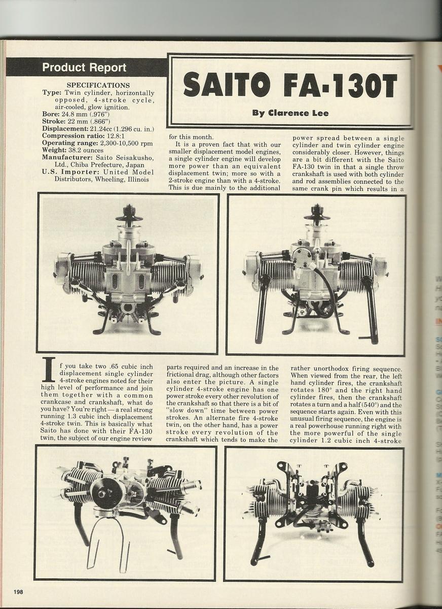 Saito Motor-Saito fa-130t Flat hot Twin